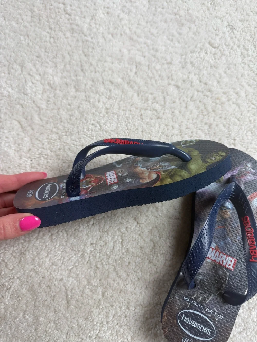 Havaianas Marvel kids Flip Flop Sandals size 13c/1Y